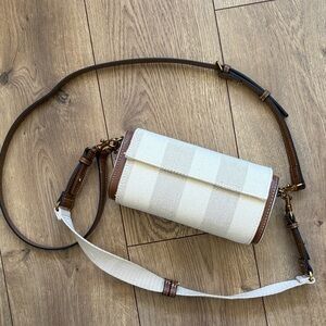 Zara Cream and Brown Crossbody Bag